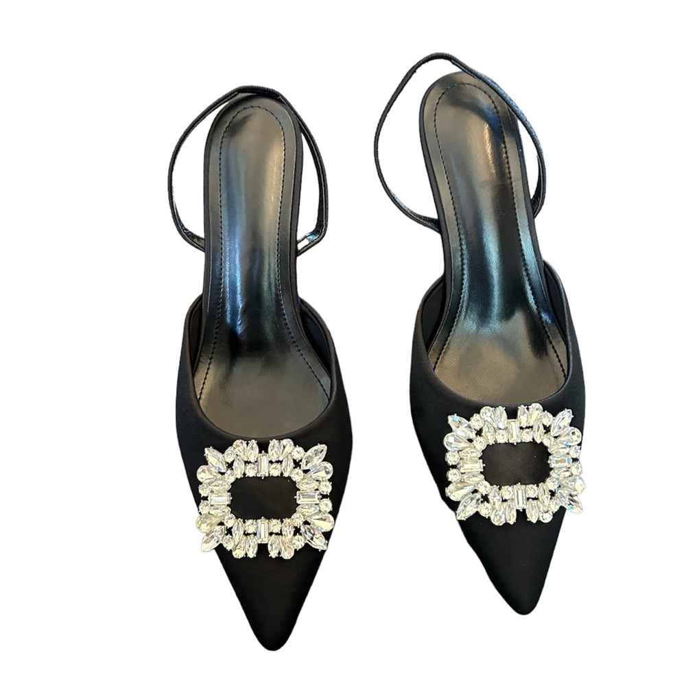 Never worn low heels with strap